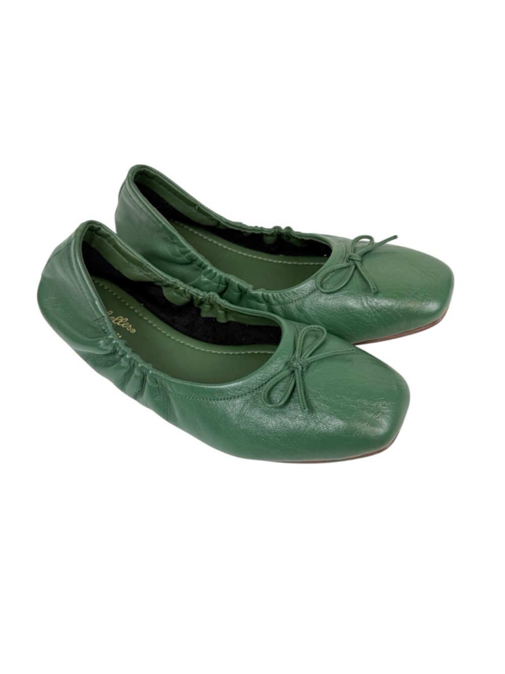 Seychelles Breathless Flat Green Leather Square Toe Ballet Flat Size 10
